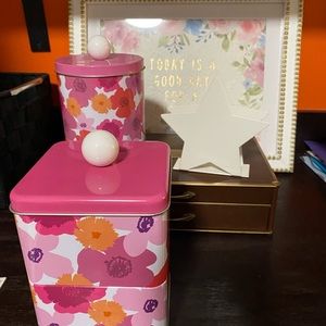 171) Metal 2 stacking container (square) round metal paper holder(white star)
